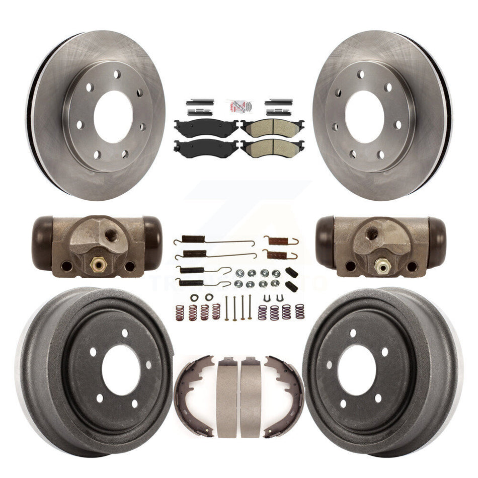 Front Rear Brake Rotors Semi-Metallic Pad Drum Kit (9Pc) For Ford F-150 With 7 Lug Wheels K8A-105730