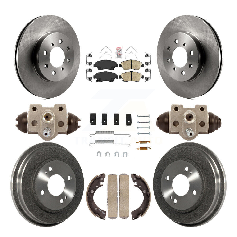 Front Rear Disc Brake Rotors Ceramic Pad Drum Kit (9Pc) For Honda Civic With 4 Lug Wheels K8A-105731