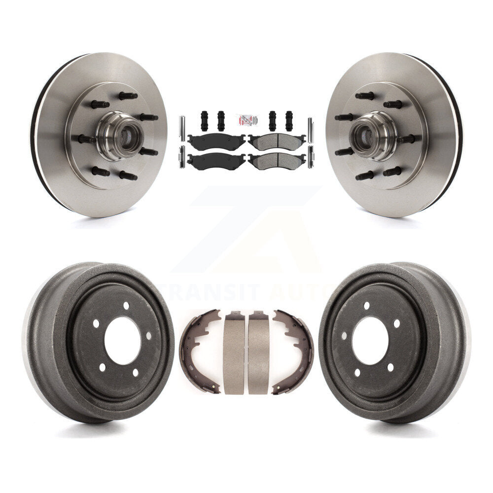 Front Rear Disc Brake Rotors Hub Semi-Metallic Pads And Drum Kit For 1999 Ford F-150 RWD K8A-105746