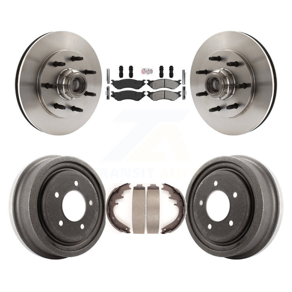 Front Rear Disc Brake Rotors Hub Semi-Metallic Pads And Drum Kit For 1999 Ford F-150 RWD K8A-105746