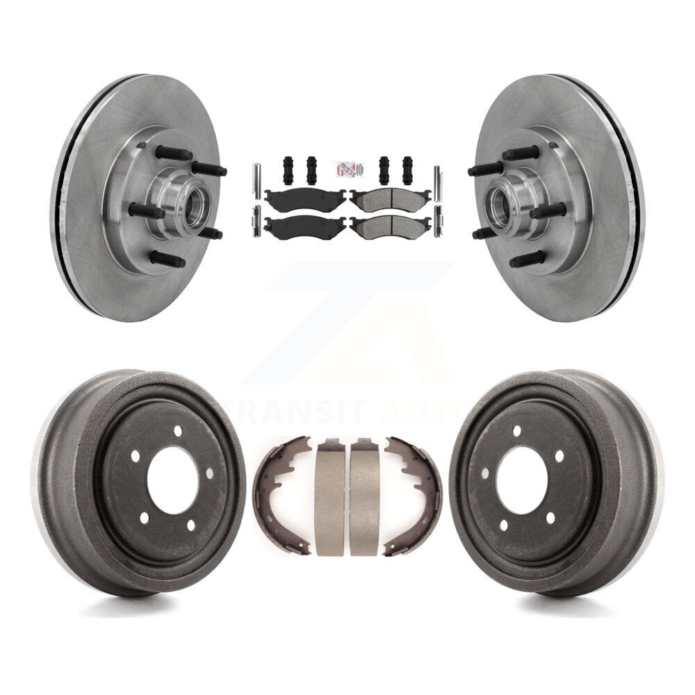 Front Rear Disc Brake Rotors Hub Semi-Metallic Pads And Drum Kit For 1999 Ford F-150 RWD K8A-105747