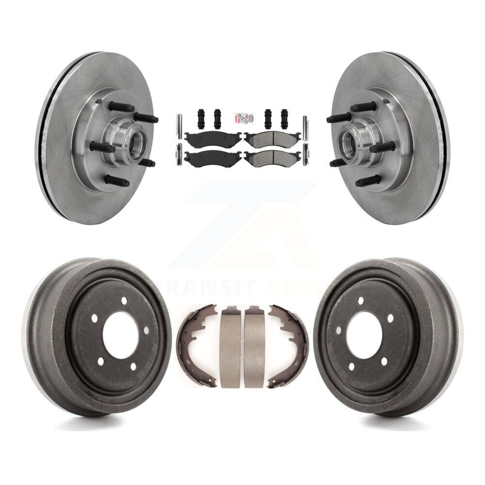 Front Rear Disc Brake Rotors Hub Semi-Metallic Pads And Drum Kit For 1999 Ford F-150 RWD K8A-105747