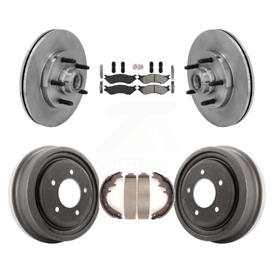 Front Rear Disc Brake Rotors Hub Semi-Metallic Pads And Drum Kit For 1999 Ford F-150 RWD K8A-105747