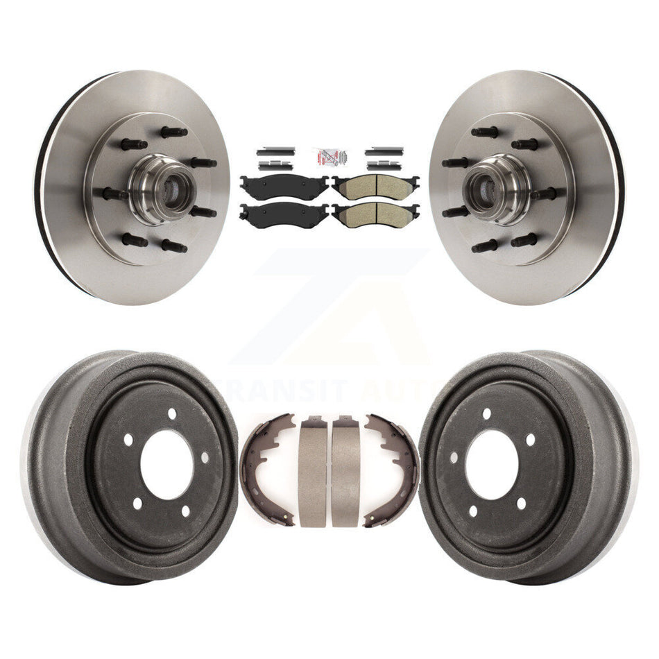 Front Rear Disc Brake Rotors Hub Semi-Metallic Pads And Drum Kit For 1999 Ford F-150 RWD K8A-105748