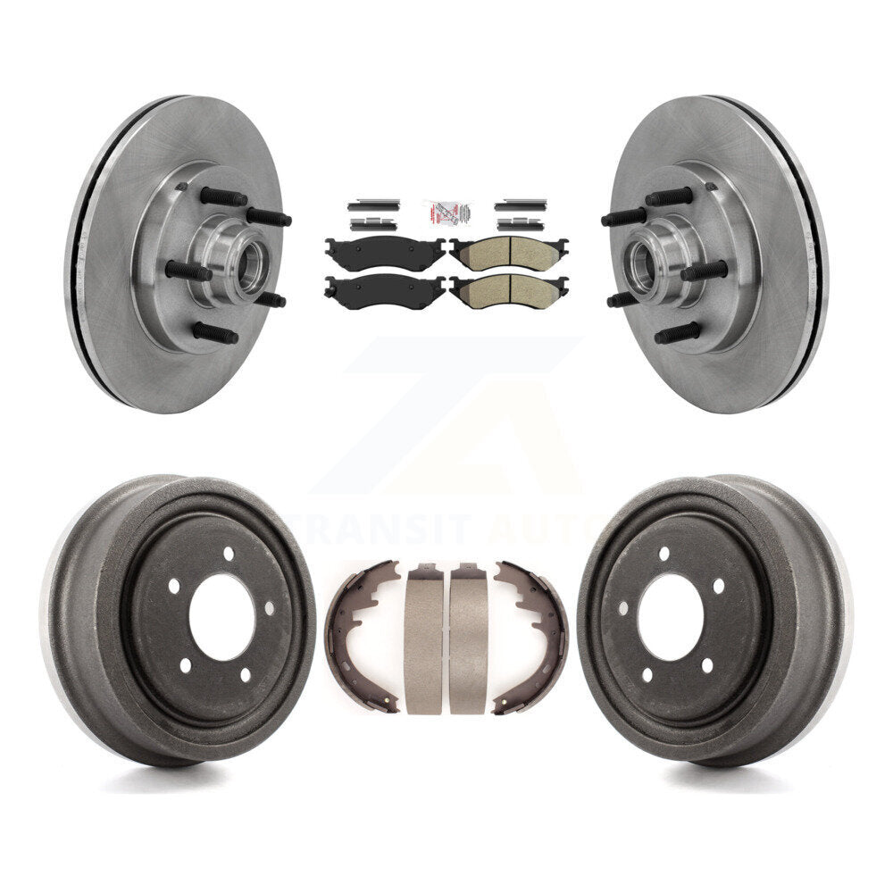 Front Rear Disc Brake Rotors Hub Semi-Metallic Pads And Drum Kit For 1999 Ford F-150 RWD K8A-105749