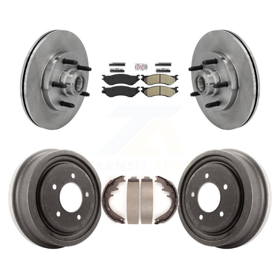 Front Rear Disc Brake Rotors Hub Semi-Metallic Pads And Drum Kit For 1999 Ford F-150 RWD K8A-105749