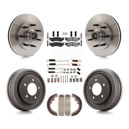 Front Rear Disc Brake Rotors Hub Semi-Metallic Pad Drum Kit (7Pc) For 1999 Ford F-150 RWD K8A-105750