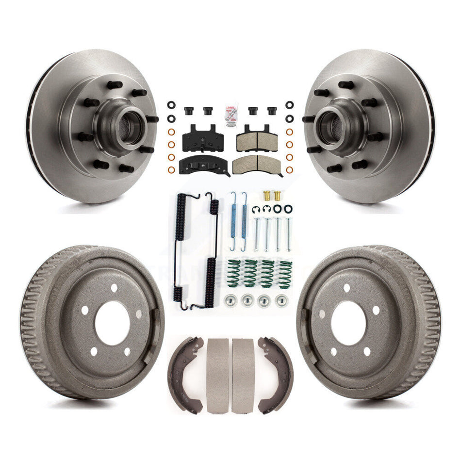 Front Rear Disc Brake Rotor Hub Assembly Semi-Metallic Pad & Drum Kit (7Pc) For GMC Yukon K8A-105764