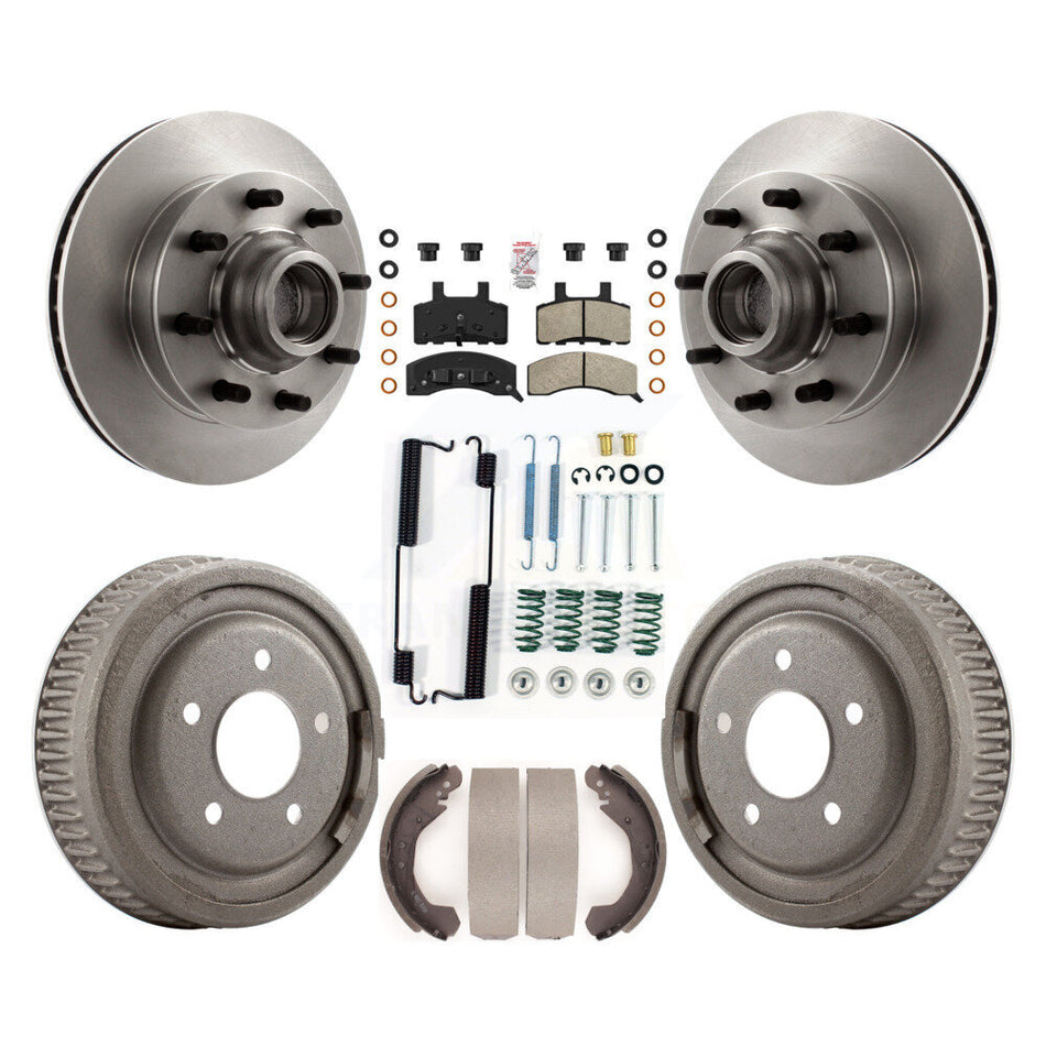 Front Rear Disc Brake Rotor Hub Assembly Semi-Metallic Pad & Drum Kit (7Pc) For GMC Yukon K8A-105764