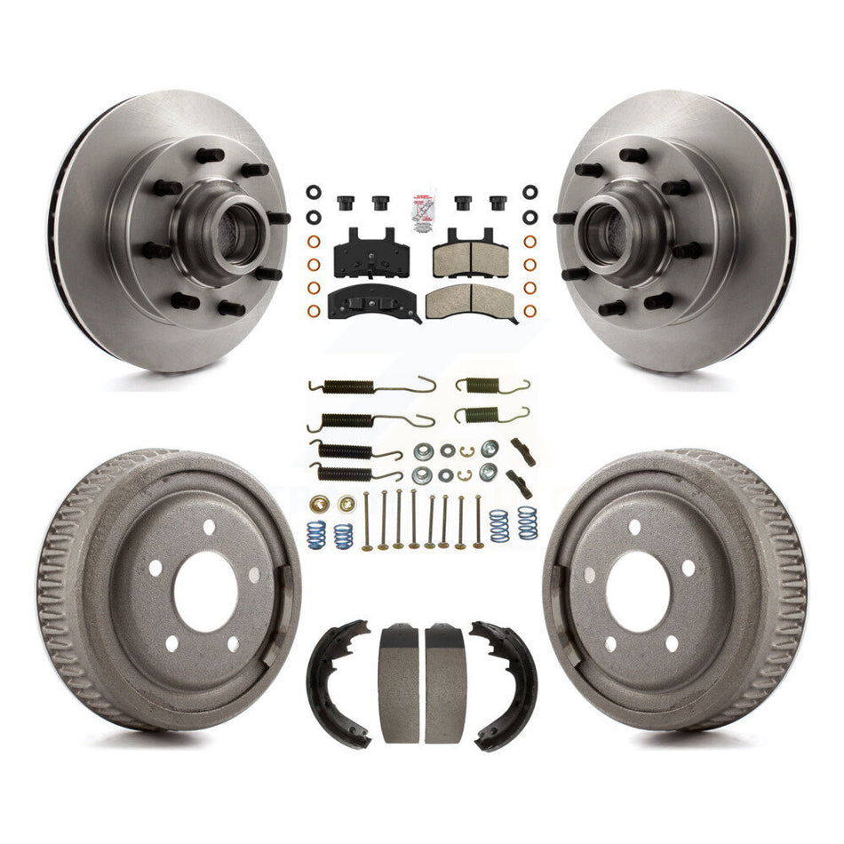Front Rear Disc Brake Rotor Hub Assembly Semi-Metallic Pad & Drum Kit (7Pc) For GMC Yukon K8A-105765