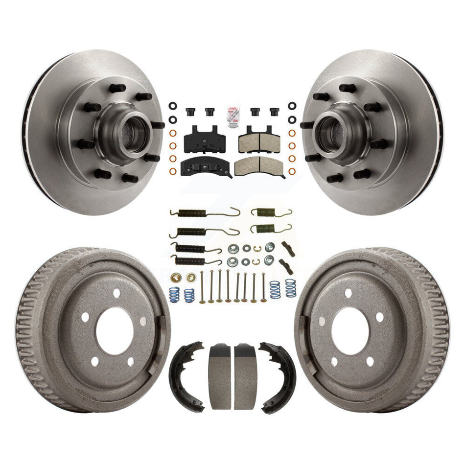 Front Rear Disc Brake Rotor Hub Assembly Semi-Metallic Pad & Drum Kit (7Pc) For GMC Yukon K8A-105767