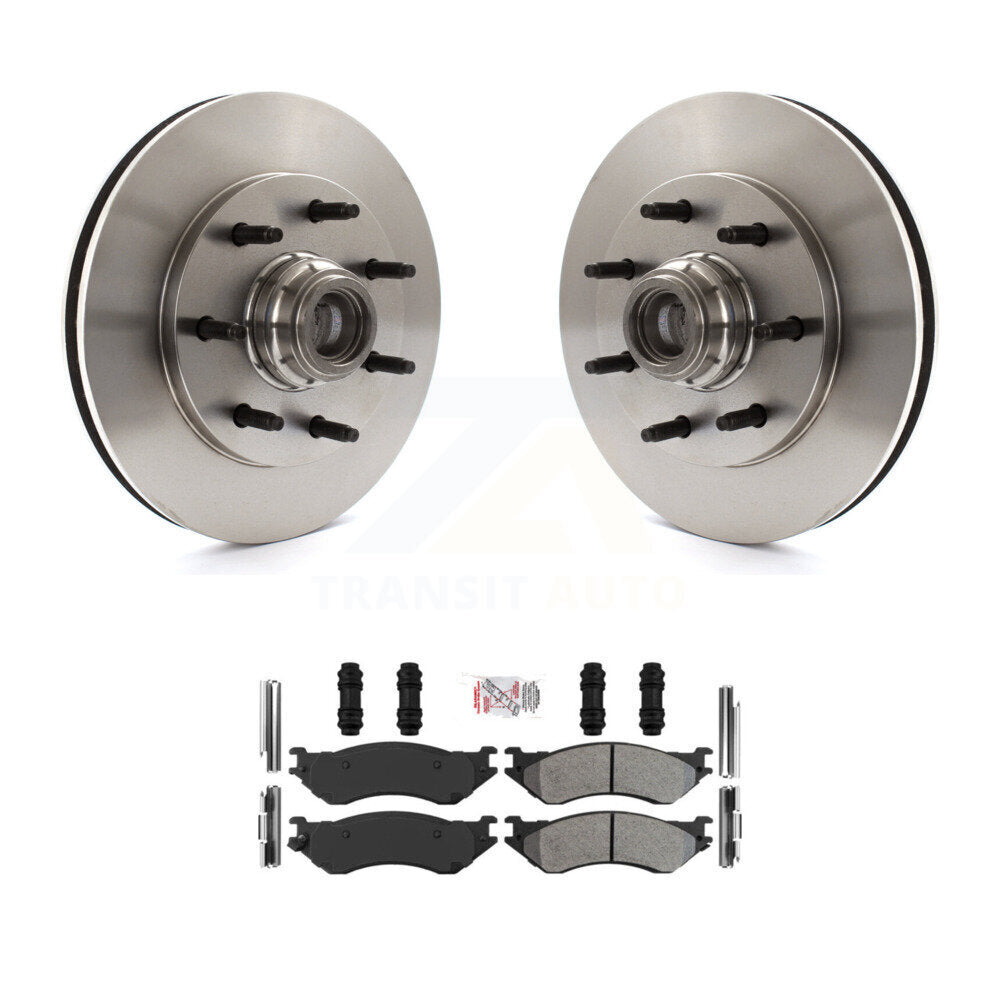 Front Disc Brake Rotors Hub And Semi-Metallic Pads Kit For Ford F-150 F-250 HD Heritage K8A-105778