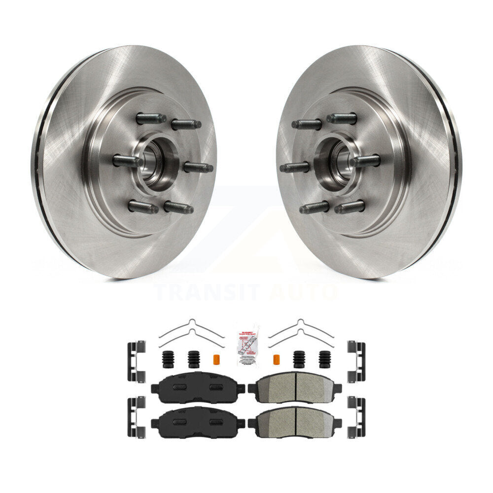 Front Disc Brake Rotors Hub And Semi-Metallic Pads Kit For Ford F-150 Lincoln Mark LT RWD K8A-105780