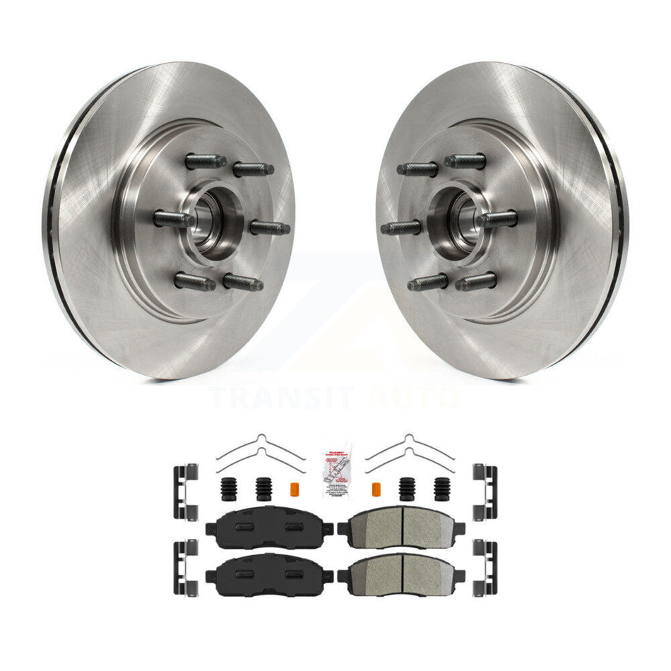 Front Disc Brake Rotors Hub And Semi-Metallic Pads Kit For Ford F-150 Lincoln Mark LT RWD K8A-105780