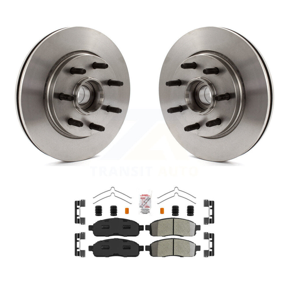 Front Disc Brake Rotors Hub And Semi-Metallic Pads Kit For Ford F-150 Lincoln Mark LT RWD K8A-105784