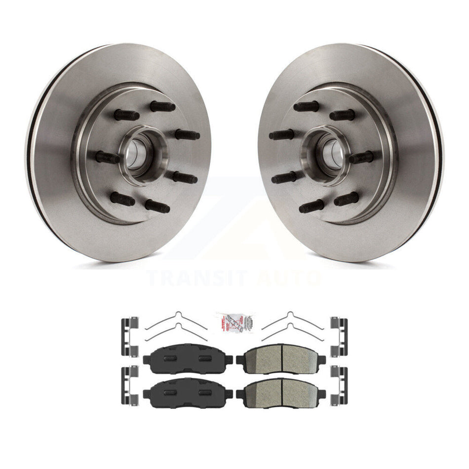 Front Disc Brake Rotors Hub And Semi-Metallic Pads Kit For Ford F-150 Lincoln Mark LT RWD K8A-105785