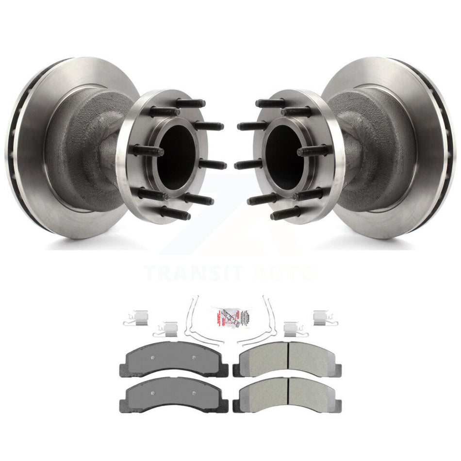 Front Disc Brake Rotors Hub Assembly And Semi-Metallic Pads Kit For Ford F-350 Super Duty K8A-105788