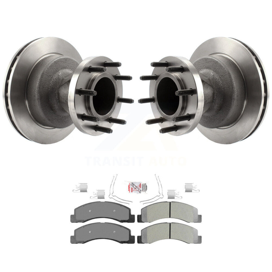 Front Disc Brake Rotors Hub Assembly And Semi-Metallic Pads Kit For Ford F-350 Super Duty K8A-105788