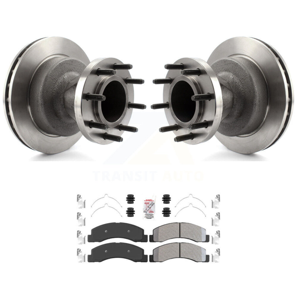 Front Disc Brake Rotors Hub Assembly And Semi-Metallic Pads Kit For Ford F-350 Super Duty K8A-105789