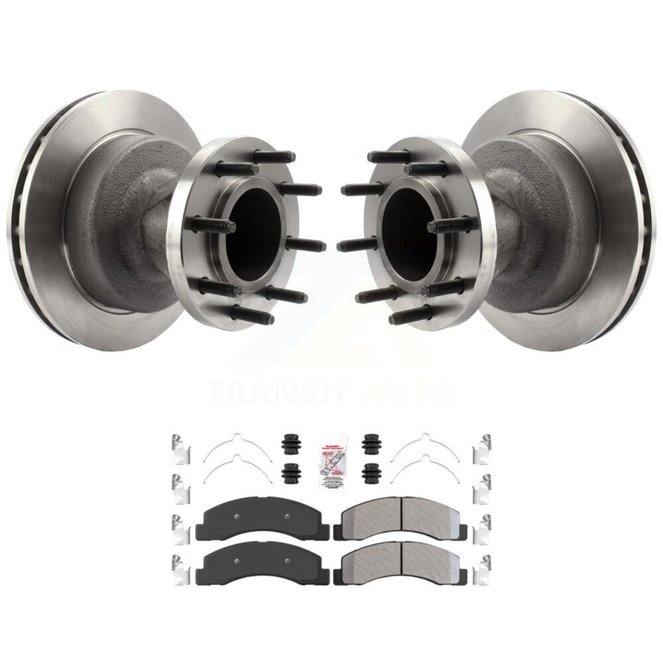Front Disc Brake Rotors Hub Assembly And Semi-Metallic Pads Kit For Ford F-350 Super Duty K8A-105789