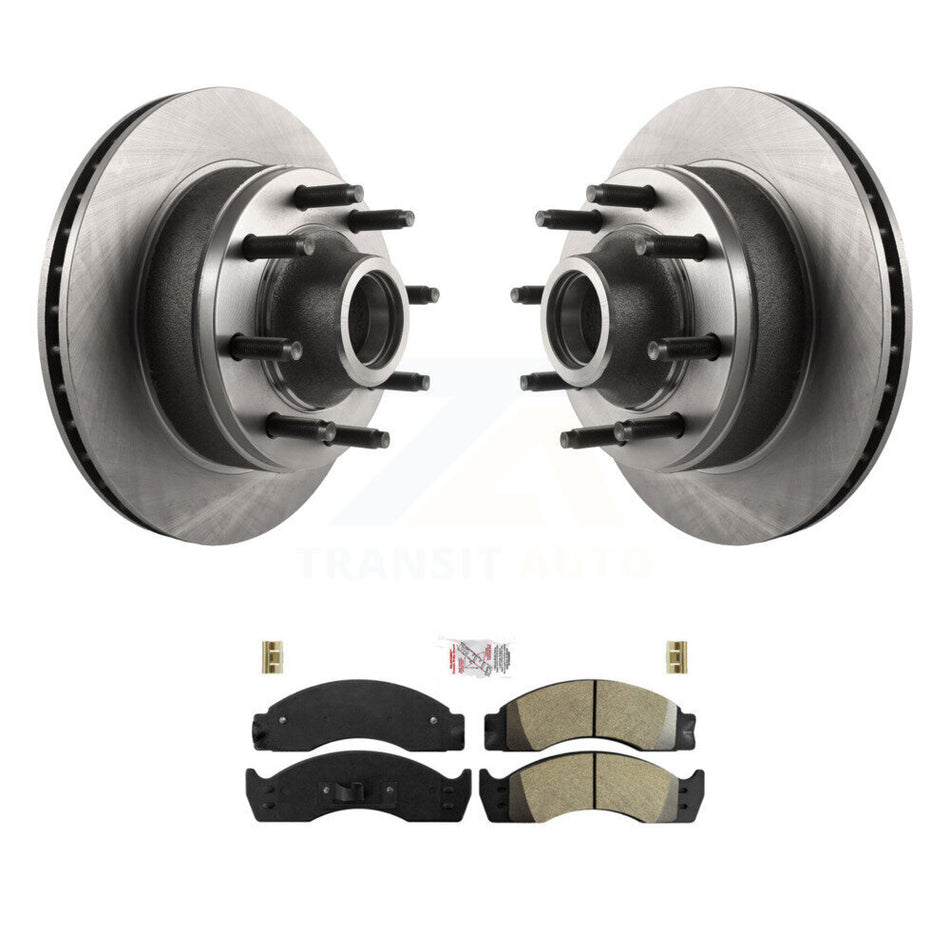 Front Disc Brake Rotors Hub And Semi-Metallic Pad Kit For Ford E-450 Econoline Super Duty K8A-105791