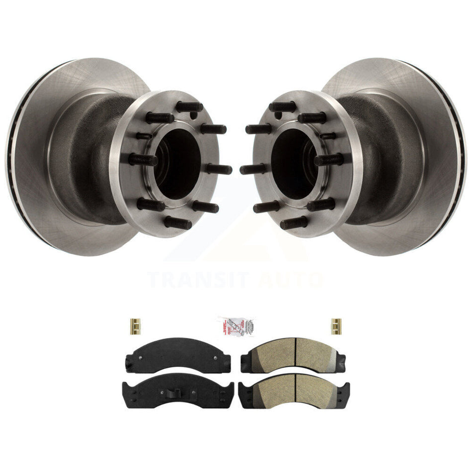 Front Disc Brake Rotors Hub And Semi-Metallic Pad Kit For Ford E-450 Econoline Super Duty K8A-105792