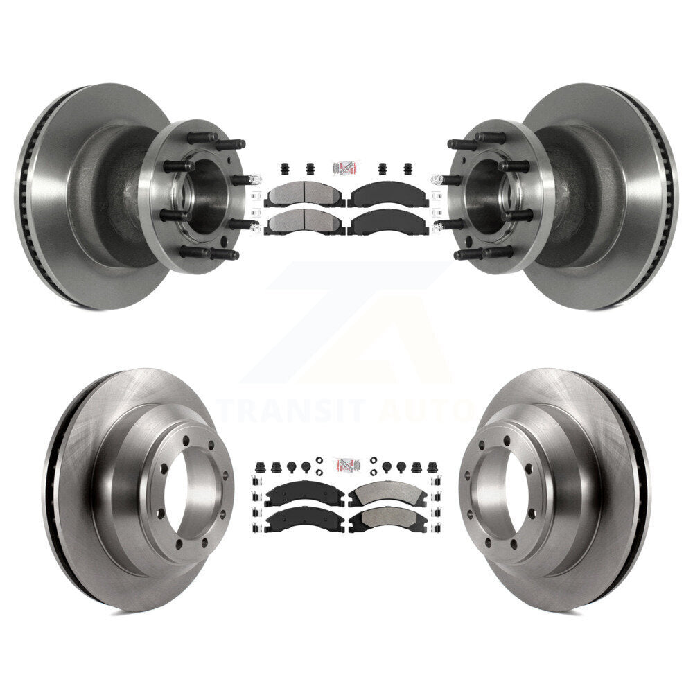 Front Rear Semi-Metallic Pad Disc Brake Rotor Hub Kit For Ford E-350 Super Duty Econoline K8A-105802