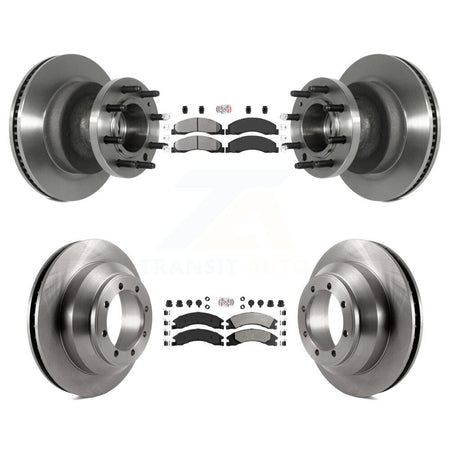 Front Rear Semi-Metallic Pad Disc Brake Rotor Hub Kit For Ford E-350 Super Duty Econoline K8A-105802