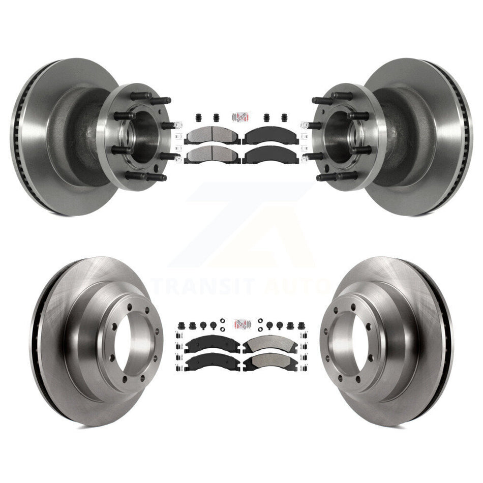 Front Rear Semi-Metallic Pad Disc Brake Rotor Hub Kit For Ford E-350 Super Duty Econoline K8A-105802
