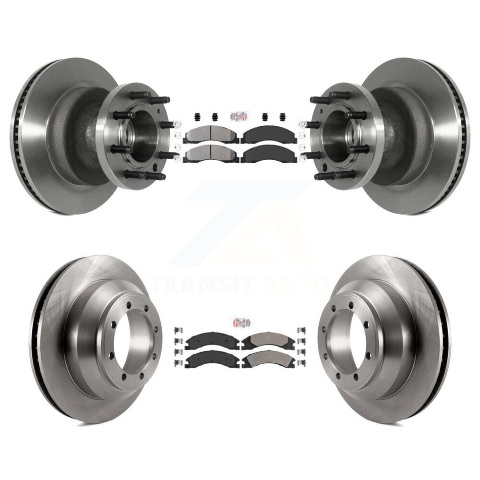 Front Rear Semi-Metallic Pad Disc Brake Rotor Hub Kit For Ford E-350 Super Duty Econoline K8A-105805