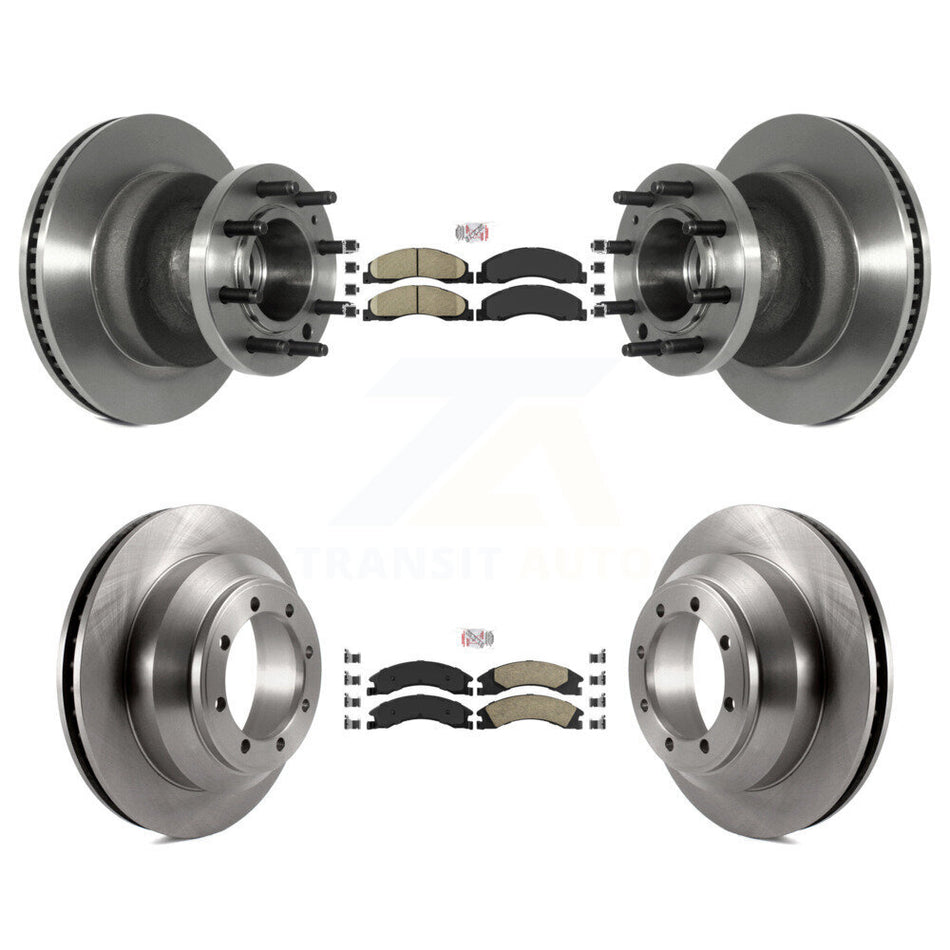 Front Rear Ceramic Pads And Disc Brake Rotors Hub Kit For Ford E-350 Super Duty Econoline K8A-105807