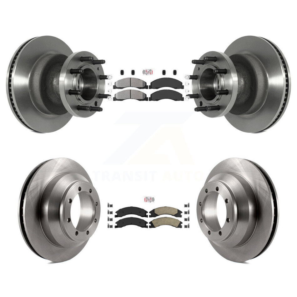 Front Semi-Metallic Rear Ceramic Pad Brake Rotors Kit For Ford E-350 Super Duty Econoline K8A-105808