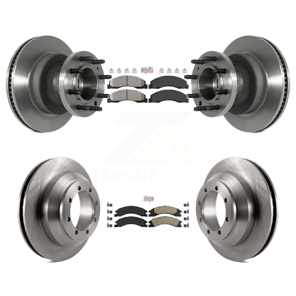 Front Semi-Metallic Rear Ceramic Pad Brake Rotors Kit For Ford E-350 Super Duty Econoline K8A-105809