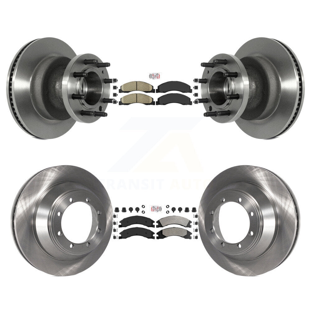Front Ceramic Rear Semi-Metallic Pad & Disc Brake Rotor Hub Kit For Ford E-450 Super Duty K8A-105810