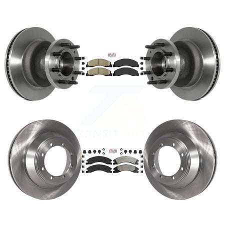 Front Ceramic Rear Semi-Metallic Pad & Disc Brake Rotor Hub Kit For Ford E-450 Super Duty K8A-105810