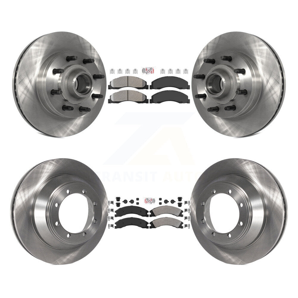 Front Rear Semi-Metallic Pad Disc Brake Rotors Hub Assembly Kit For Ford E-450 Super Duty K8A-105817