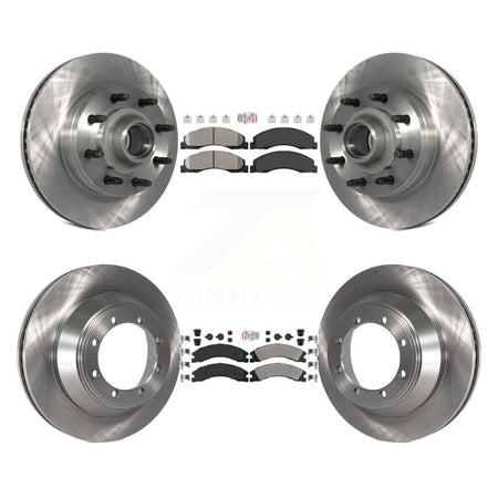 Front Rear Semi-Metallic Pad Disc Brake Rotors Hub Assembly Kit For Ford E-450 Super Duty K8A-105817