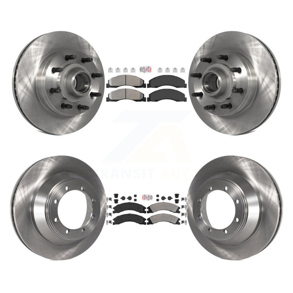 Front Rear Semi-Metallic Pad Disc Brake Rotors Hub Assembly Kit For Ford E-450 Super Duty K8A-105817