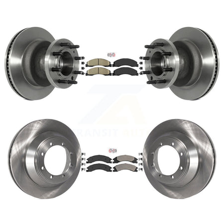 Front Ceramic Rear Semi-Metallic Pad & Disc Brake Rotor Hub Kit For Ford E-450 Super Duty K8A-105818