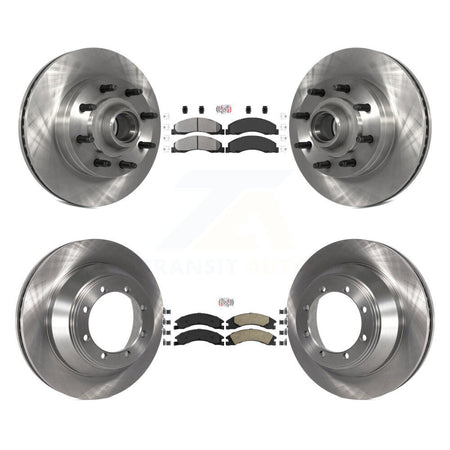 Front Semi-Metallic Rear Ceramic Pad & Disc Brake Rotor Hub Kit For Ford E-450 Super Duty K8A-105828