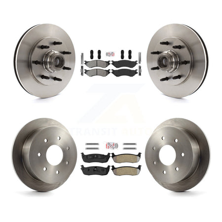 Front Rear Semi-Metallic Pad & Disc Brake Rotors Hub Assembly Kit For Ford F-150 F-250 HD K8A-105832