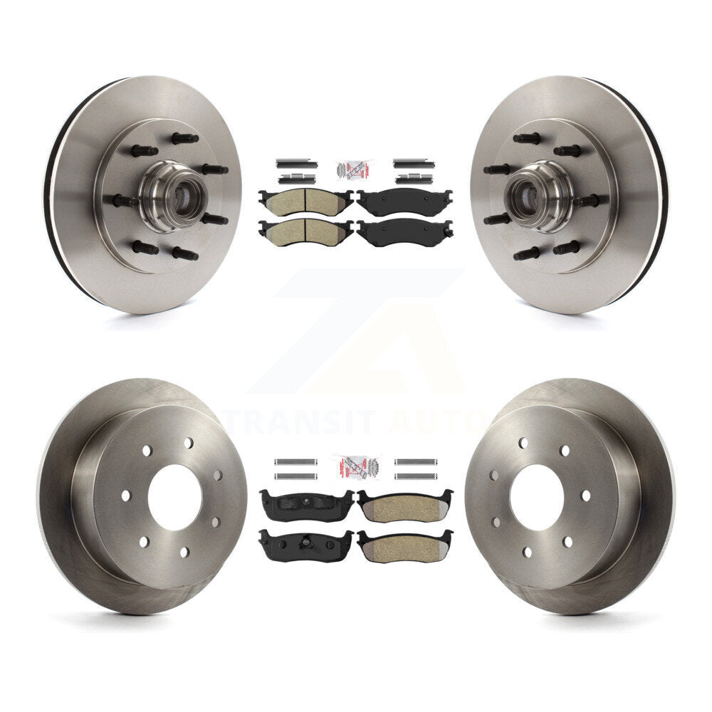 Front Rear Semi-Metallic Pad & Disc Brake Rotors Hub Assembly Kit For Ford F-150 F-250 HD K8A-105833