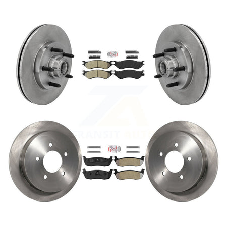 Front Rear Semi-Metallic Pads And Disc Brake Rotors Hub Kit For Ford F-150 Heritage RWD K8A-105835