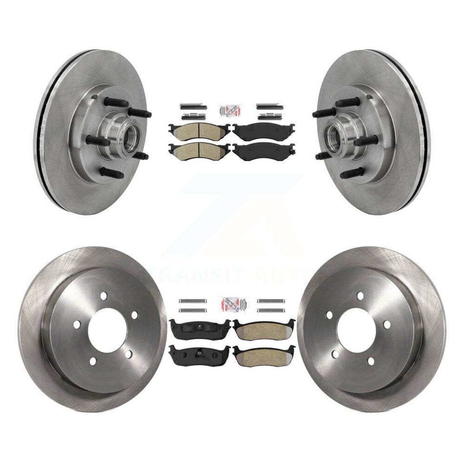 Front Rear Semi-Metallic Pads And Disc Brake Rotors Hub Kit For Ford F-150 Heritage RWD K8A-105835