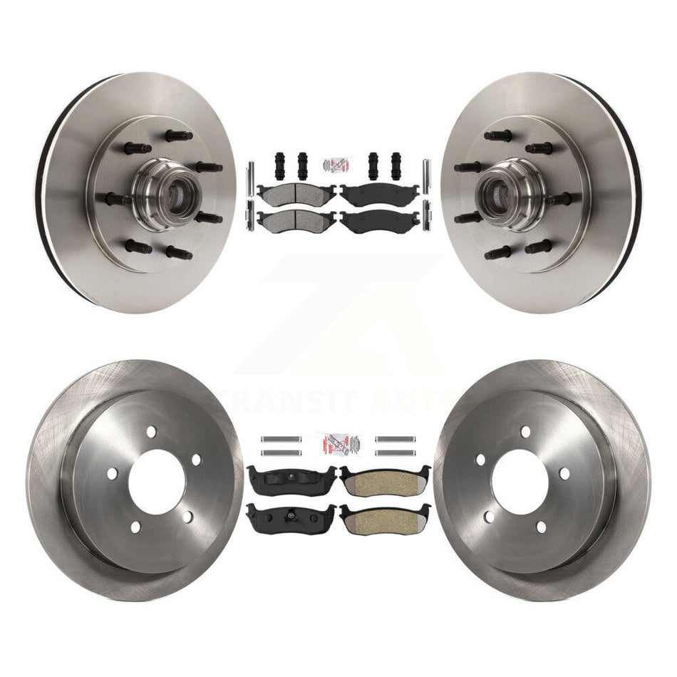 Front Rear Semi-Metallic Pad & Disc Brake Rotors Hub Kit For 2004 Ford F-150 Heritage RWD K8A-105836