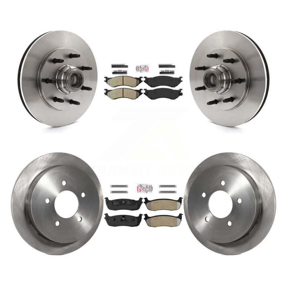 Front Rear Semi-Metallic Pad & Disc Brake Rotors Hub Kit For 2004 Ford F-150 Heritage RWD K8A-105837
