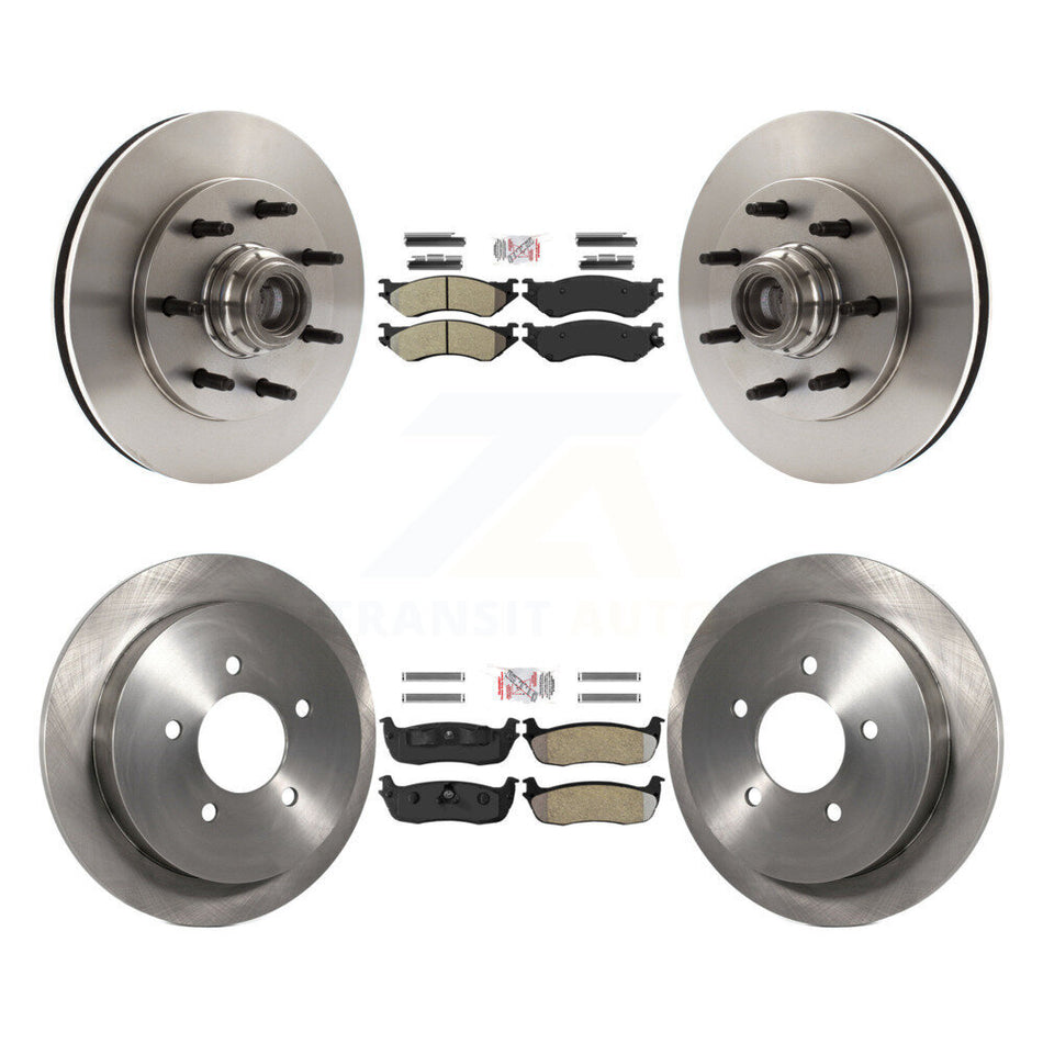 Front Rear Semi-Metallic Pad & Disc Brake Rotors Hub Kit For 2004 Ford F-150 Heritage RWD K8A-105837