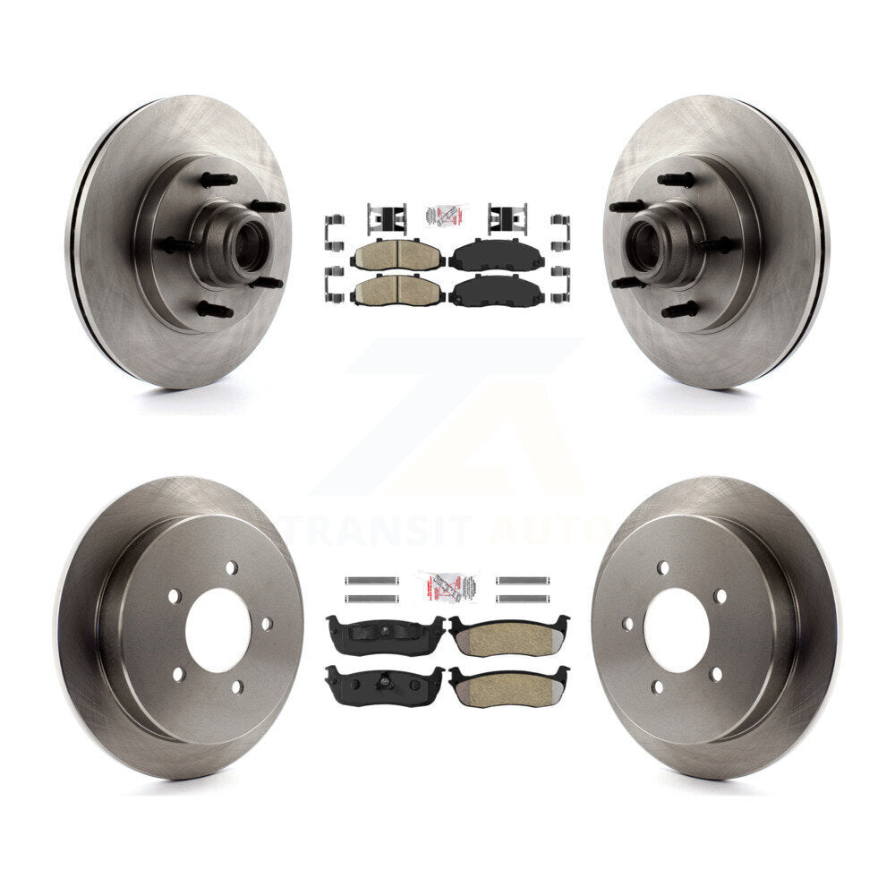 Front Ceramic Rear Semi-Metallic Pad And Disc Brake Rotor Hub Assembly Kit For Ford F-150 K8A-105838