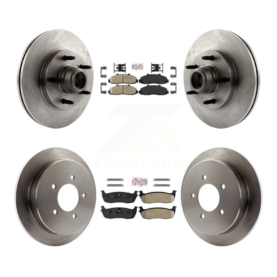 Front Ceramic Rear Semi-Metallic Pad And Disc Brake Rotor Hub Assembly Kit For Ford F-150 K8A-105838