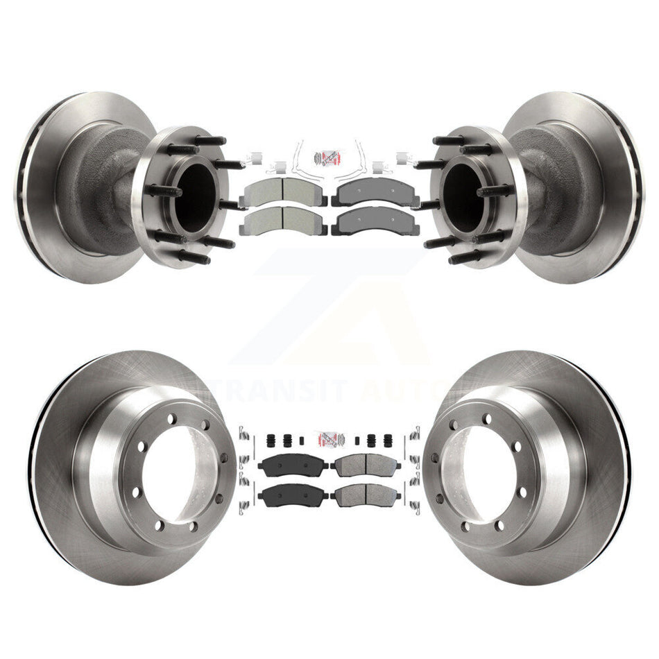 Front Rear Semi-Metallic Pad Disc Brake Rotors Hub Assembly Kit For Ford F-350 Super Duty K8A-105843